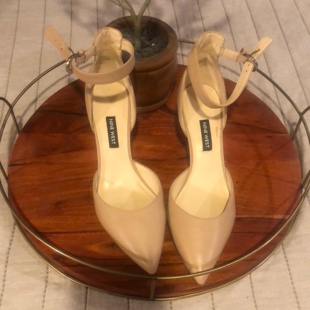 Nine West Women's Cream Ankle Strap Heels